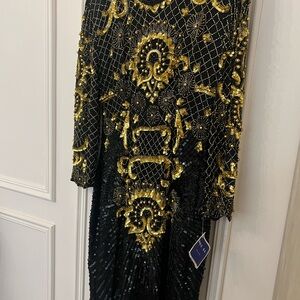 Swee Lo Black Dress with Gold Sequin Embellishment